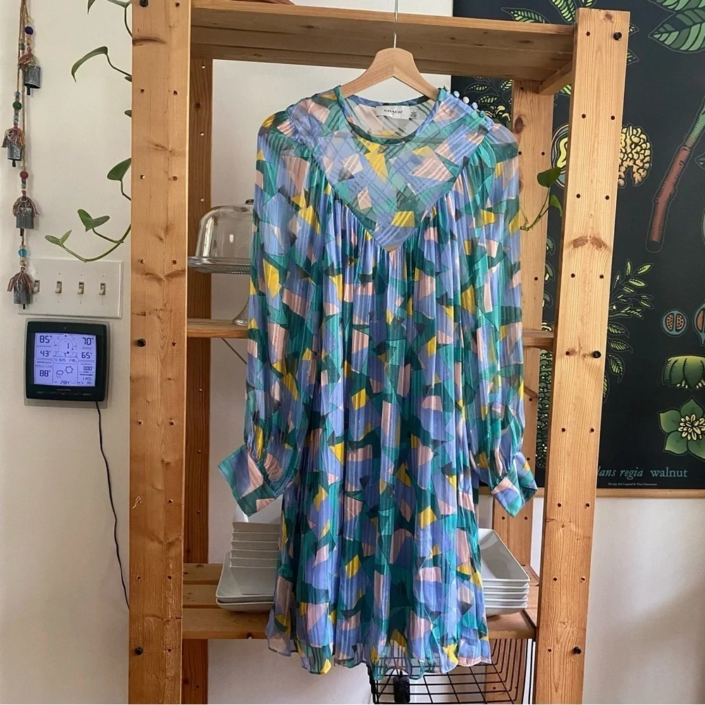 Coach Colorful Bold Geo Yoke Long Sleeve Mini Dress 4